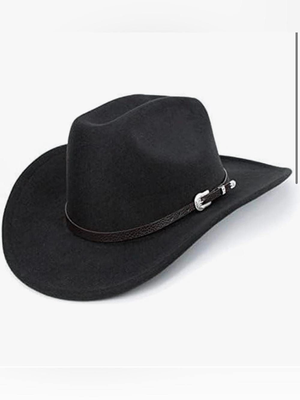 Classic Black Cowboy Hat- Faux Leather Buckle Band